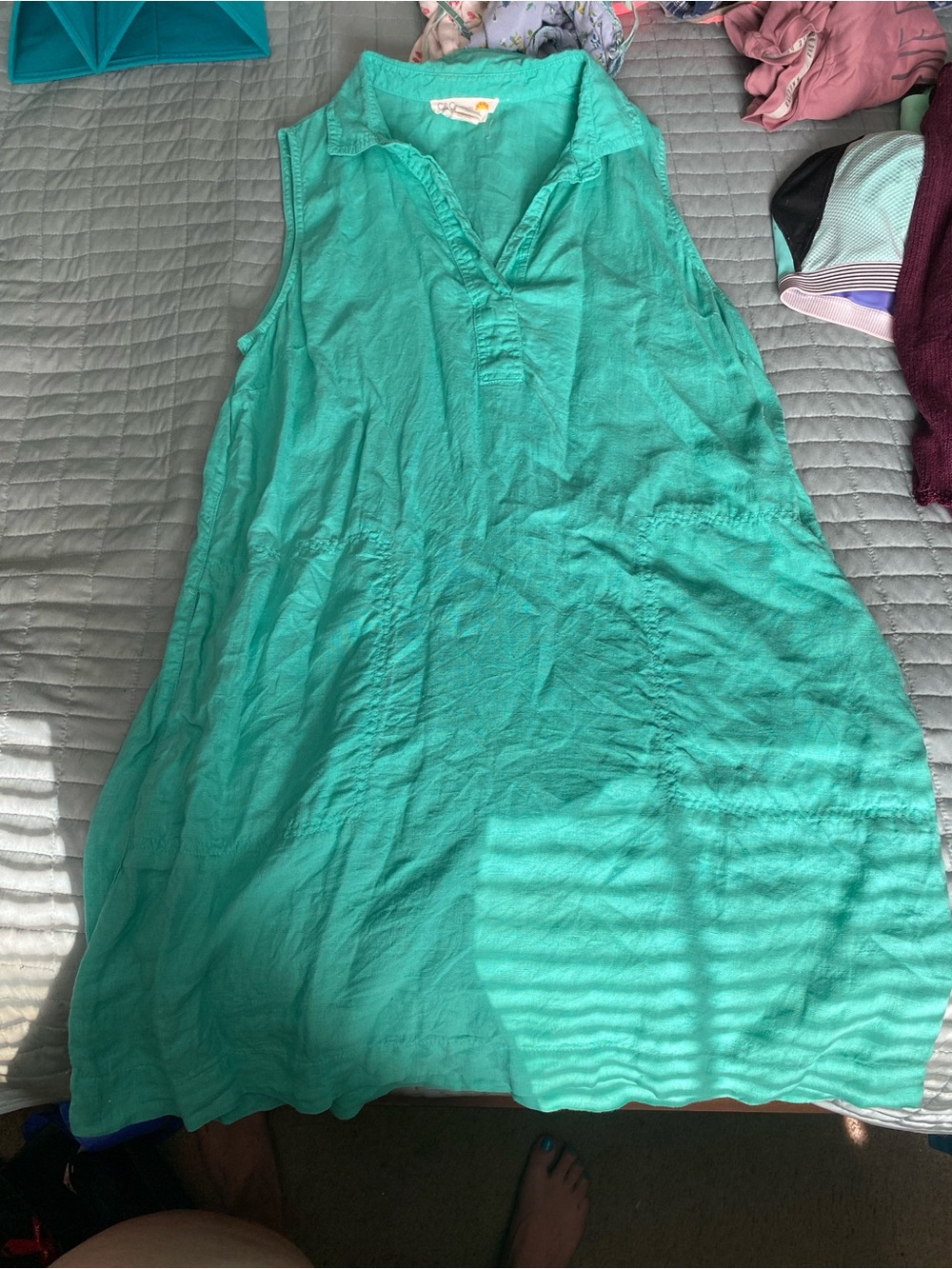 C&C California Sleeveless Turquoise Linen Dress